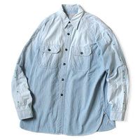 KAPITAL Chambray BONE Patch Ventilator Work Shirt [ K2504LS140 ]