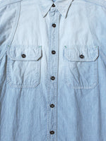 KAPITAL Chambray BONE Patch Ventilator Work Shirt [ K2504LS140 ]