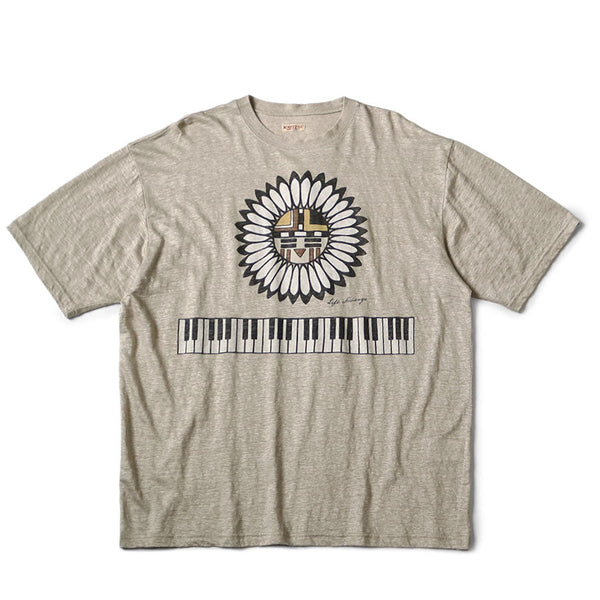 KAPITAL Linen Jersey Crew T-Shirt (Piano & Sun Face pt) [ K2504SC193 ]