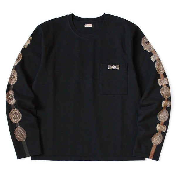 KAPITAL 16/- Gauge Jersey Crew Pocket L/S T-Shirt (Concho Belt Sleeve) [ K2508LC009 ]