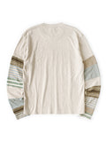 KAPITAL TOP Tenjiku Hippie Long-Sleeved T-shirt (Striped Patchwork) [ K2606LC807 ]