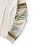 KAPITAL TOP Tenjiku Hippie Long-Sleeved T-shirt (Striped Patchwork) [ K2606LC807 ]