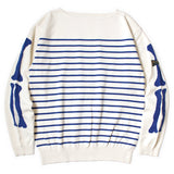 KAPITAL 12G Paneled Border Knit Boat Neck Sweater ( BONE Sleeve ) [ K2503KN124 ]