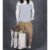 KAPITAL 12G Paneled Border Knit Boat Neck Sweater ( BONE Sleeve ) [ K2503KN124 ]