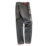 KAPITAL 14oz Black Denim 5-Pocket Monkey CISCO ( Studs Remake )
