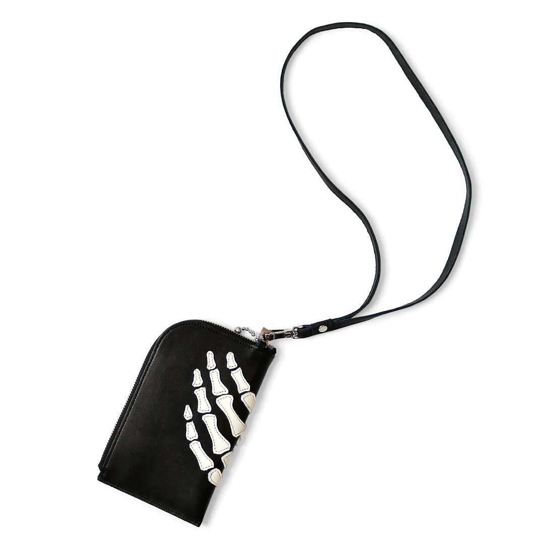 KAPITAL Leather THUMBS UP BONE HAND ZIP Neck Bag [ EK-1679XG