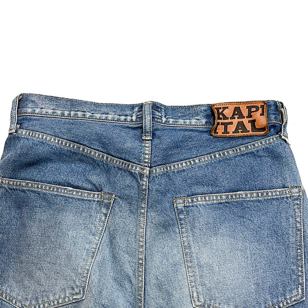 KAPITAL 14oz Denim 5P Shorts (Bone Embroidery) [ EK-1448SPA