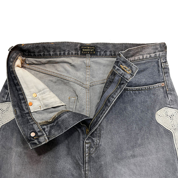 KAPITAL 14oz Denim 5P Shorts (Bone Embroidery) [ EK-1449SPA