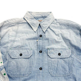 KAPITAL Chambray 2TONE BONE Patch Ventilator Work Shirt [ K2504LS142 ] cotwo