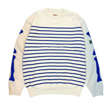 KAPITAL 12G Panel-Border Knit Crew Neck Sweater (BONE Sleeves) [ K2609KN067 ] cotwo