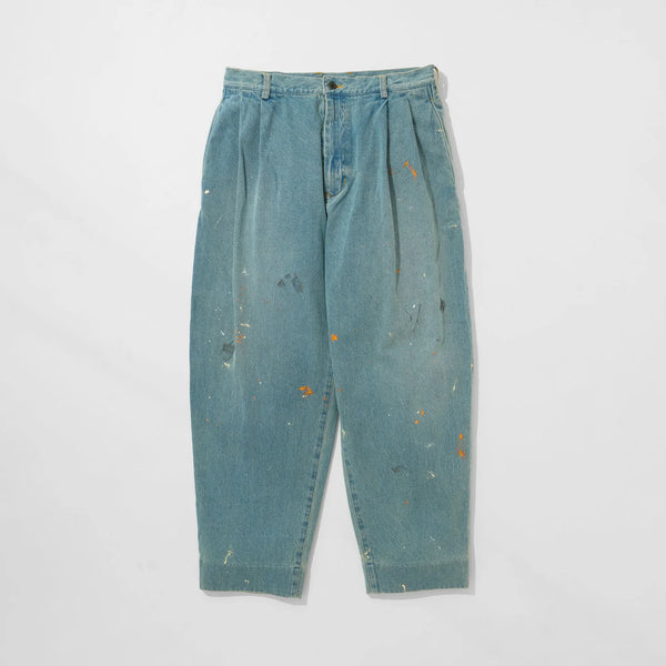 KUON Denim Tapered Trousers (Paint-Splattered)