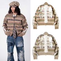 KAPITAL 7G Wool Fair Isle BONE ZIP Cardigan [ K2310KN135 ] cotwo