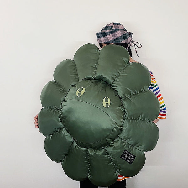 MURAKAMI TAKASHI x PORTER FLOWER CUSHION Sleeping Face [ Sage Green - 100cm ]