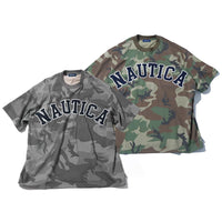NAUTICA ( JAPAN ) Big Silhouette Arch Logo Camouflage Pattern Crew Neck T-shirt