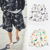 NAUTICA ( JAPAN ) OCEAN Zll-over Print Twill Two-Pleat Easy Shorts cotwo