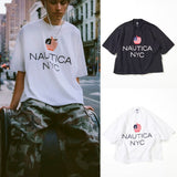 NAUTICA ( JAPAN ) Made in USA Heavyweight Oversized Crew Neck Print T-Shirt Type 4