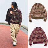NAUTICA ( JAPAN ) Vintage-style Fair Isle Crew Neck Knit Pullover