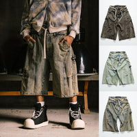 NAUTICA ( JAPAN ) Double Waist Distressed Baggy Curve Cropped Denim Pants cotwo