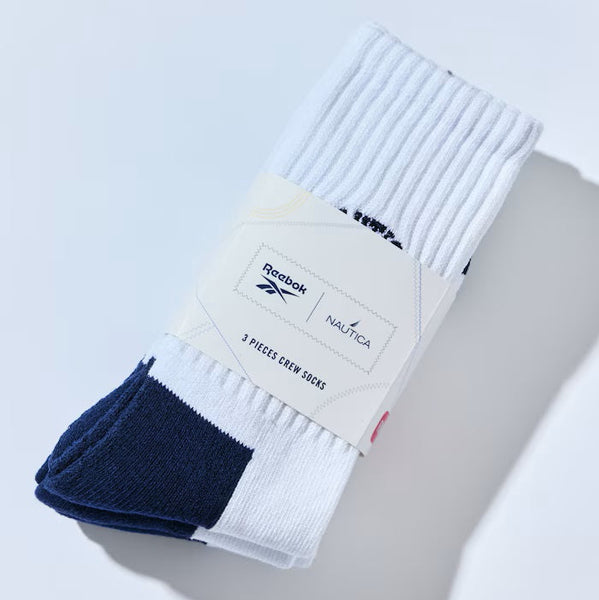 NAUTICA ( JAPAN ) x Reebok Exclusive 3 Pack Double Name Single Point Embroidered Ribbed Socks