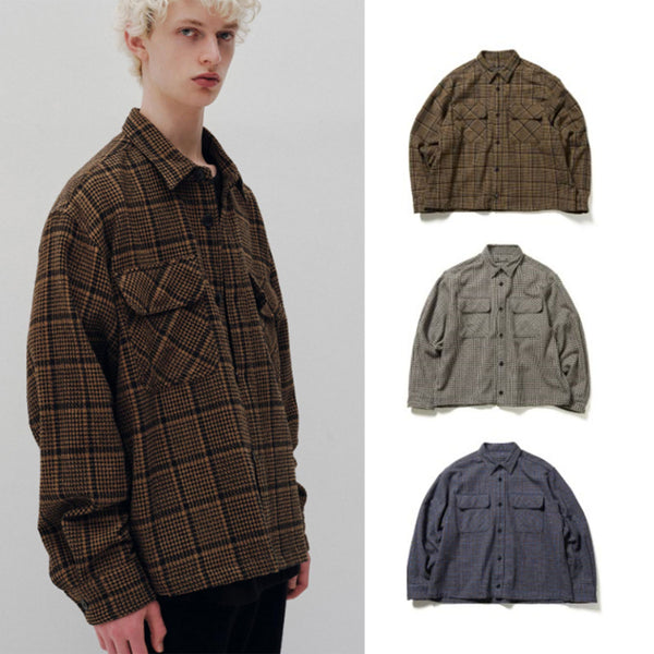 SOPHNET. 24A/W TWEED COTTON CHECK CPO SHIRT [ SOPH-242023 ]