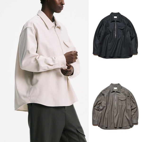 SOPHNET. 25A/W LIGHT MELTON WOOL HALF-ZIP SHIRT [ SPNT-252003 ] cotwo