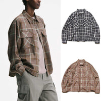 SOPHNET. 25A/W SAXONY WOOL CHECK LOGO PATCH SHIRT [ SPNT-252009 ] cotwo