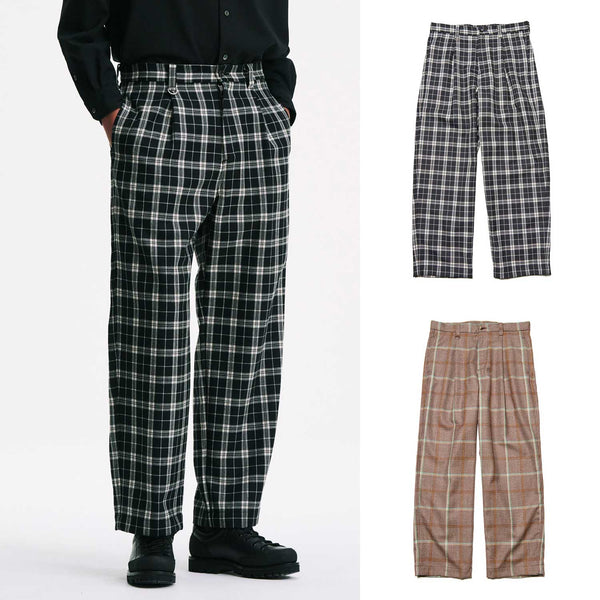 SOPHNET. 25A/W SAXONY WOOL CHECK RELAX-FIT TUCK SLACKS [ SPNT-252010 ] cotwo