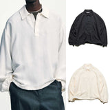 SOPHNET. 26S/S LINEN MESH L/S POLO [ SPNT-260021 ] cotwo