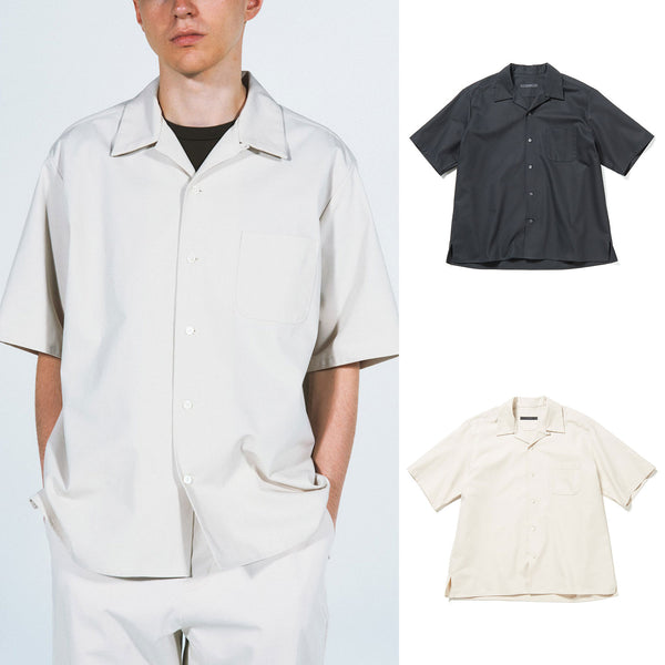 SOPHNET. 24S/S HIGH TWISTED LIGHT TWILL S/S OPEN COLLAR SHIRT [ SOPH-240024 ] cotwo