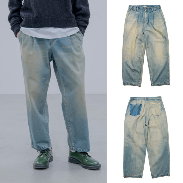 uniform experiment 25A/W FADE DENIM BOLD-FIT TUCK JEANS [ UE-252057 ] cotwo