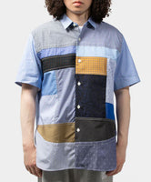 eYe JUNYA WATANABE MAN Cotton Stripe x Multi Material Patchwork S/S Shirt [ WO-B019-051 ]