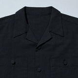 JAPAN Convenience Store Cotton Linen Open Ccollar Shirt