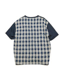 [ Pre-order ] uniform experiment 26A/W STAR PRINT CHECK PANELED WIDE TEE [ UE-262036 ]