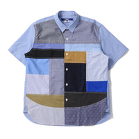 eYe JUNYA WATANABE MAN Cotton Stripe x Multi Material Patchwork S/S Shirt [ WO-B019-051 ]