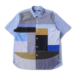 eYe JUNYA WATANABE MAN Cotton Stripe x Multi Material Patchwork S/S Shirt [ WO-B019-051 ]