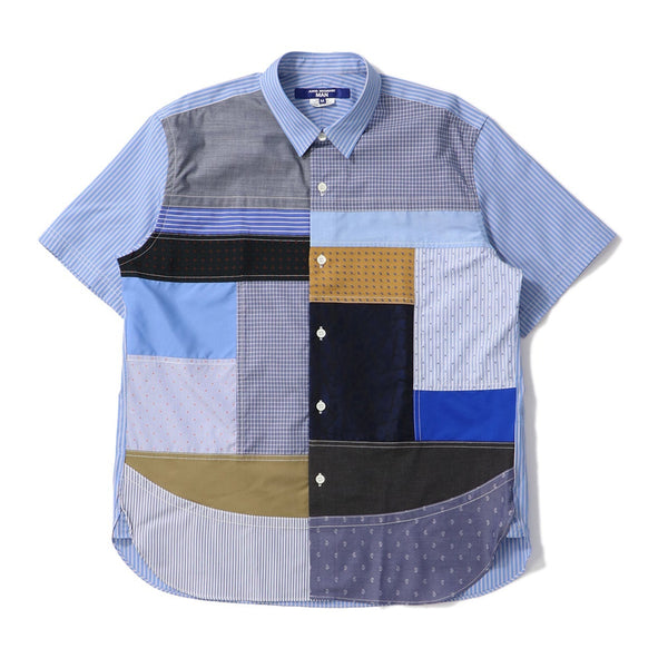 eYe JUNYA WATANABE MAN Cotton Stripe x Multi Material Patchwork S/S Shirt [ WO-B019-051 ]