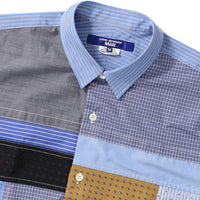eYe JUNYA WATANABE MAN Cotton Stripe x Multi Material Patchwork S/S Shirt [ WO-B019-051 ]