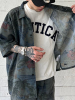 NAUTICA ( JAPAN ) Wide Silhouette Faded Aloha Print Open Collar Short Sleeve Shirt