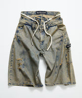 NAUTICA ( JAPAN ) Double Waist Distressed Baggy Curve Cropped Denim Pants