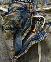 NAUTICA ( JAPAN ) Double Waist Distressed Baggy Curve Cropped Denim Pants