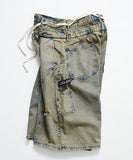 NAUTICA ( JAPAN ) Double Waist Distressed Baggy Curve Cropped Denim Pants