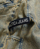 NAUTICA ( JAPAN ) Double Waist Distressed Baggy Curve Cropped Denim Pants