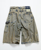 NAUTICA ( JAPAN ) Double Waist Distressed Baggy Curve Cropped Denim Pants