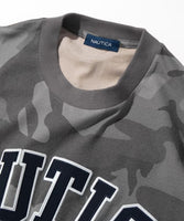 NAUTICA ( JAPAN ) Big Silhouette Arch Logo Camouflage Pattern Crew Neck T-shirt