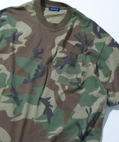 NAUTICA ( JAPAN ) Big Silhouette Hidden Logo Camouflage Pattern Crew Neck Pocket T-shirt