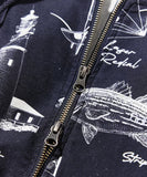 NAUTICA ( JAPAN ) OCEAN All-over Print Twill Zip-up Hooded Jacket