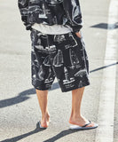 NAUTICA ( JAPAN ) OCEAN Zll-over Print Twill Two-Pleat Easy Shorts
