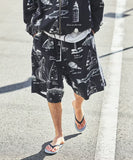 NAUTICA ( JAPAN ) OCEAN Zll-over Print Twill Two-Pleat Easy Shorts