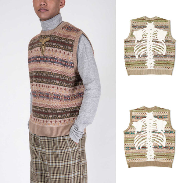 KAPITAL 7G Wool Fair Isle BONE Vest [ K2310KN133 ]