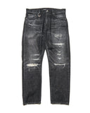 uniform experiment 25A/W DAMAGED DENIM TAPERED-FIT JEANS [ UE-252055 ]